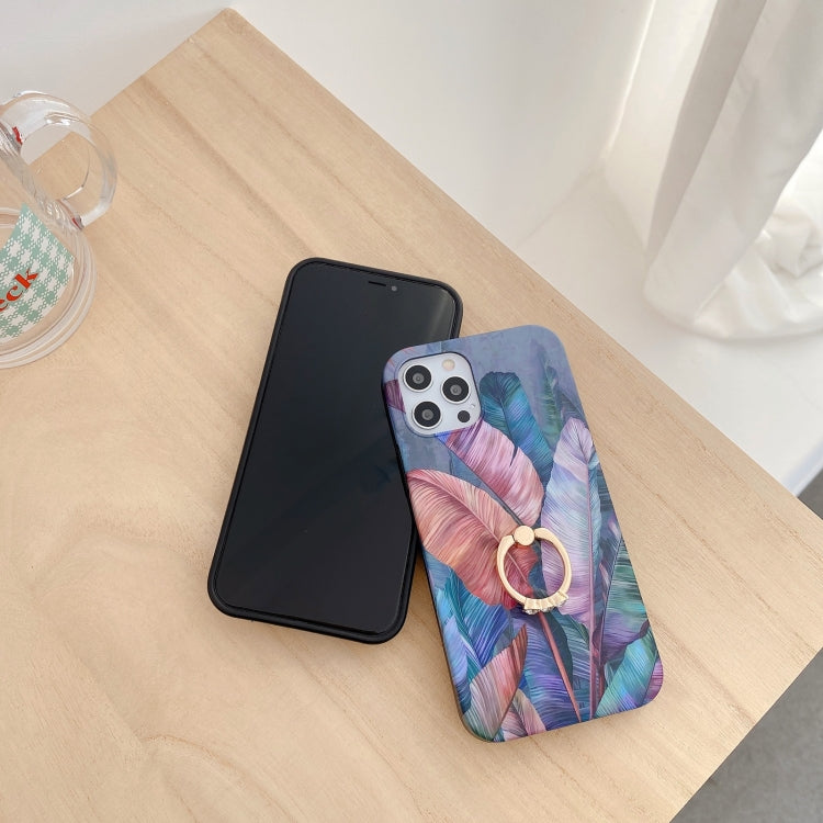 For iPhone 13 Painted Pattern Shockproof Case with Ring Holder