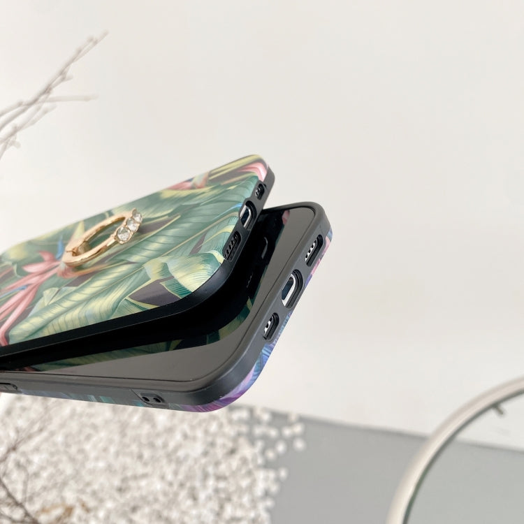 For iPhone 13 Pro Max Painted Pattern Shockproof Case with Ring Holder
