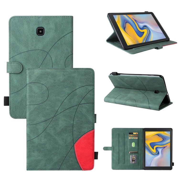 For Samsung Galaxy Tab A 8.0 (2018) T387 Dual-color Splicing Horizontal Flip PU Leather Case with Holder & Card Slots