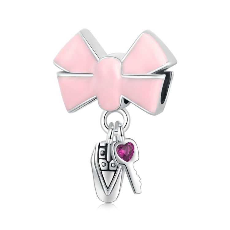 S925 Sterling Silver Bow-knot Car Key Pendant DIY Bracelet Necklace Accessories