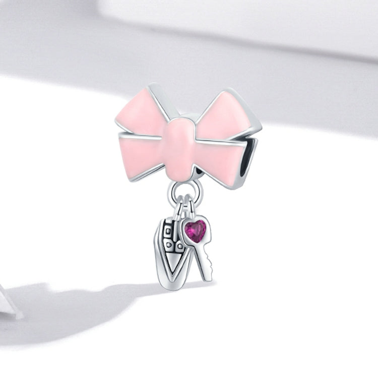 S925 Sterling Silver Bow-knot Car Key Pendant DIY Bracelet Necklace Accessories