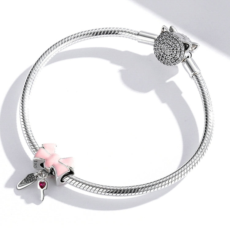 S925 Sterling Silver Bow-knot Car Key Pendant DIY Bracelet Necklace Accessories