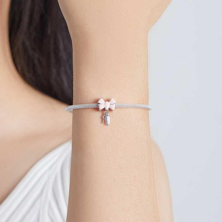 S925 Sterling Silver Bow-knot Car Key Pendant DIY Bracelet Necklace Accessories