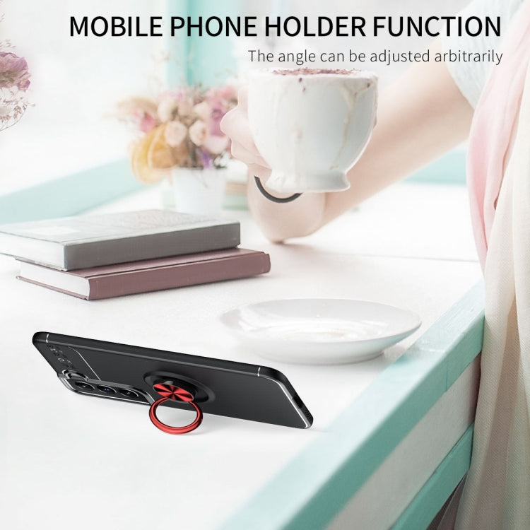 For Samaung Galaxy S22 5G Metal Ring Holder 360 Degree Rotating TPU Case