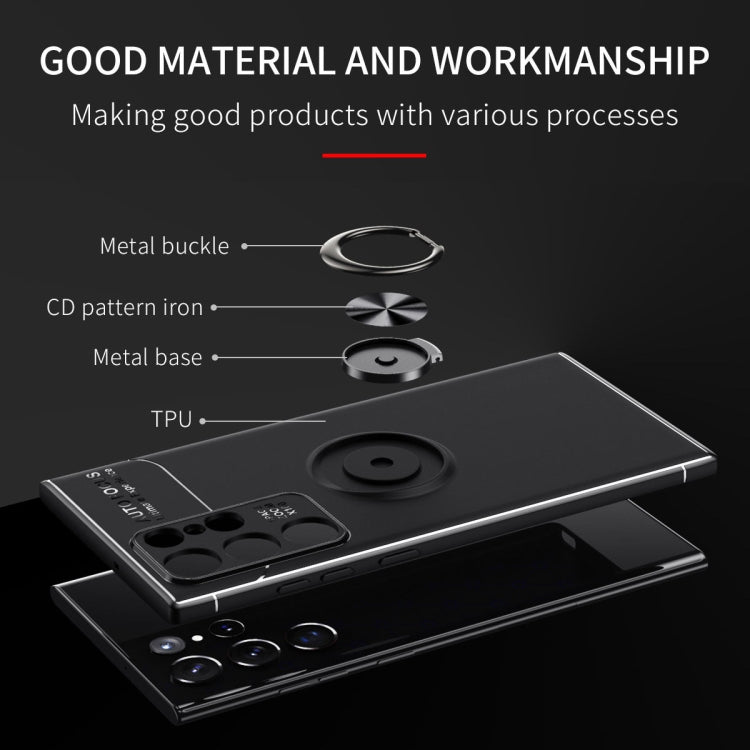 For Samaung Galaxy S22 Ultra 5G Metal Ring Holder 360 Degree Rotating TPU Case
