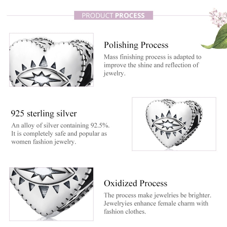 S925 Sterling Silver Heart Devil Eye Beads DIY Bracelet Necklace Accessories