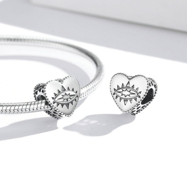 S925 Sterling Silver Heart Devil Eye Beads DIY Bracelet Necklace Accessories