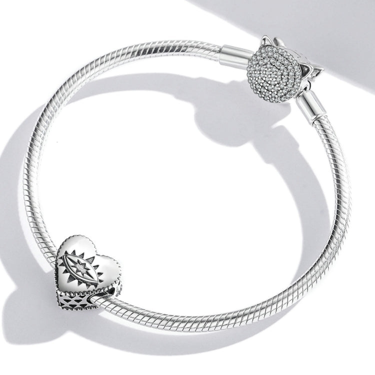 S925 Sterling Silver Heart Devil Eye Beads DIY Bracelet Necklace Accessories