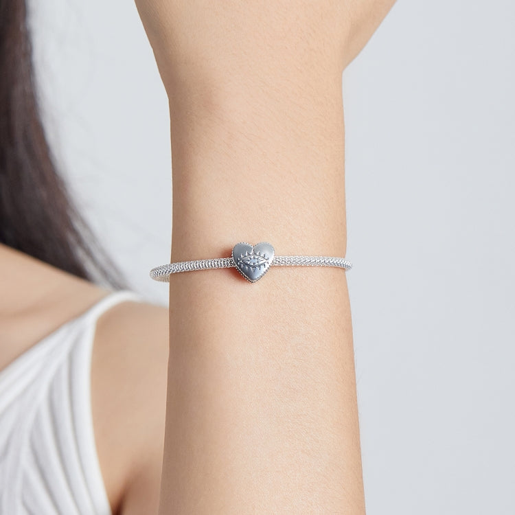 S925 Sterling Silver Heart Devil Eye Beads DIY Bracelet Necklace Accessories