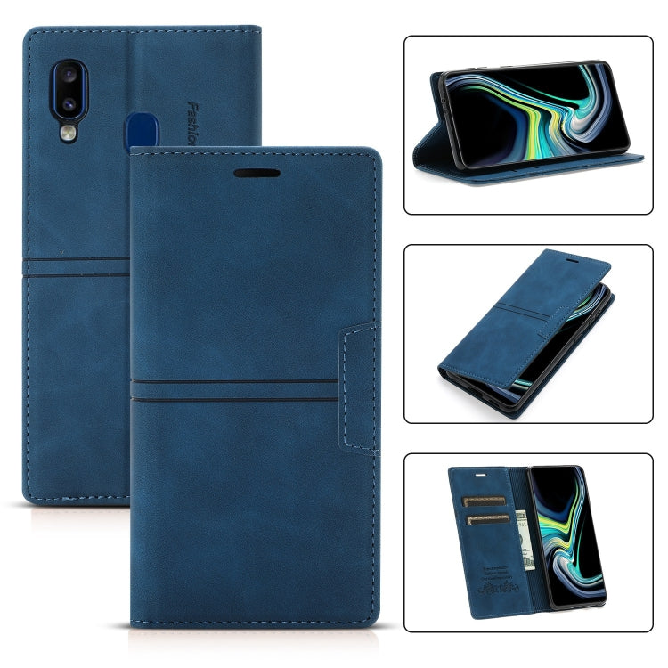 For Samsung Galaxy A20 / A30 Dream Magnetic Suction Business Horizontal Flip PU Leather Case with Holder & Card Slot & Wallet