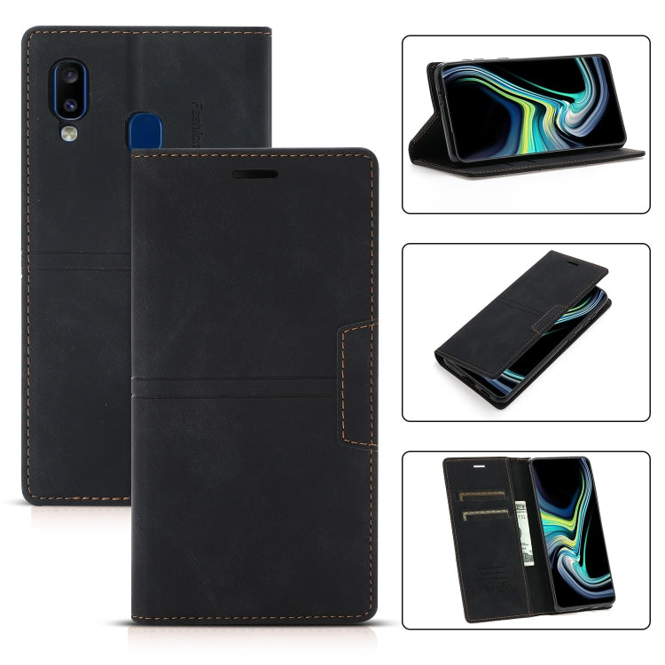 For Samsung Galaxy A40 Dream Magnetic Suction Business Horizontal Flip PU Leather Case with Holder & Card Slot & Wallet