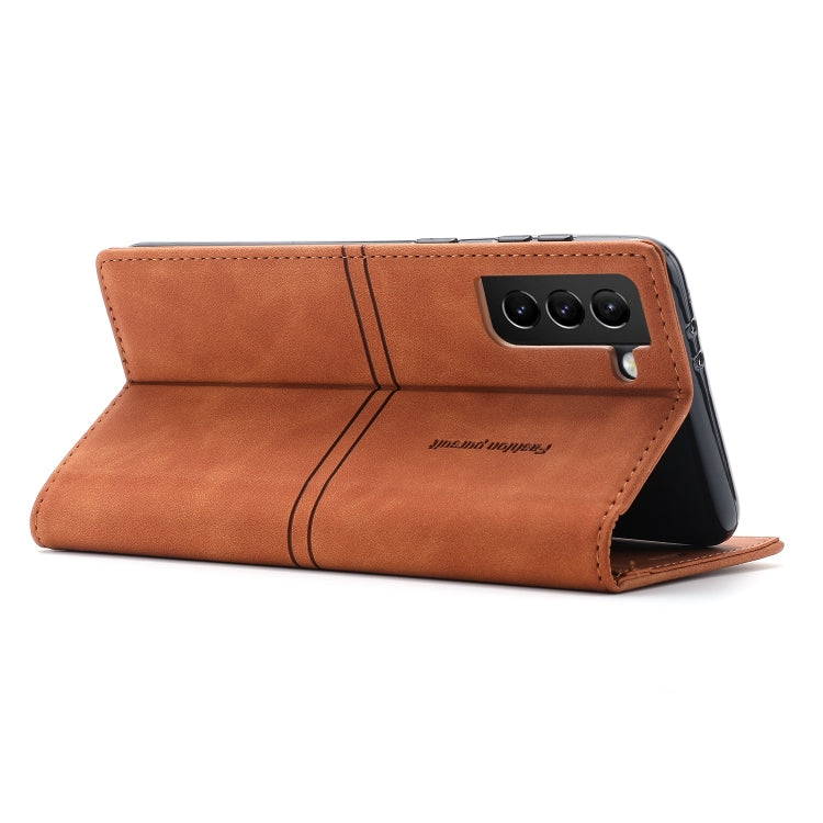 For Samsung Galaxy S21 FE 5G Dream Magnetic Suction Business Horizontal Flip PU Leather Case with Holder & Card Slot & Wallet