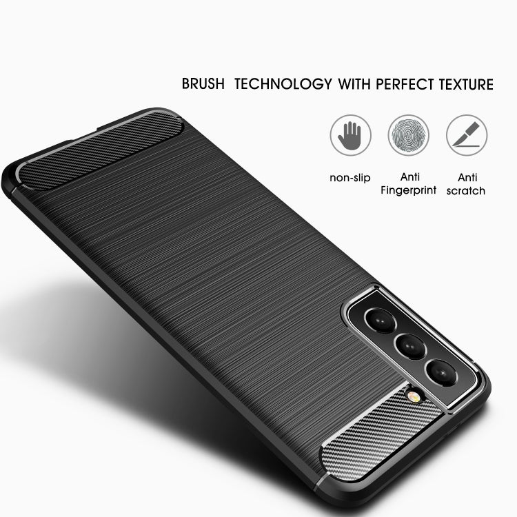 For Samsung Galaxy S22+ 5G Brushed Texture Carbon Fiber TPU Case
