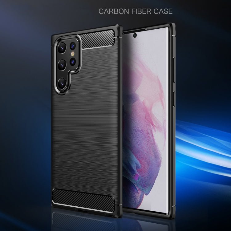 For Samsung Galaxy S22 Ultra Brushed Texture Carbon Fiber TPU Case