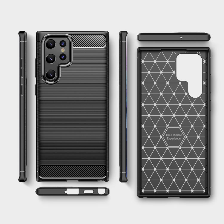 For Samsung Galaxy S22 Ultra Brushed Texture Carbon Fiber TPU Case