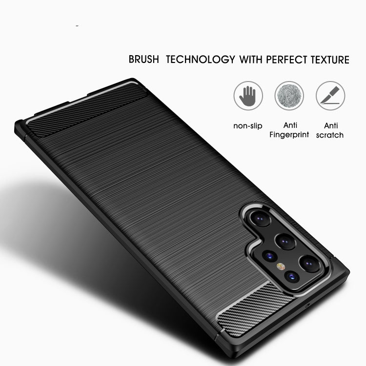 For Samsung Galaxy S22 Ultra Brushed Texture Carbon Fiber TPU Case