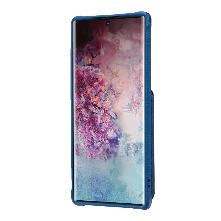 For Galaxy Note 10 Plus Dual Buckles Zipper Shockproof Back Cover Protective Case with Holder & Card Slots & Wallet & Lanyard & Photos Frames