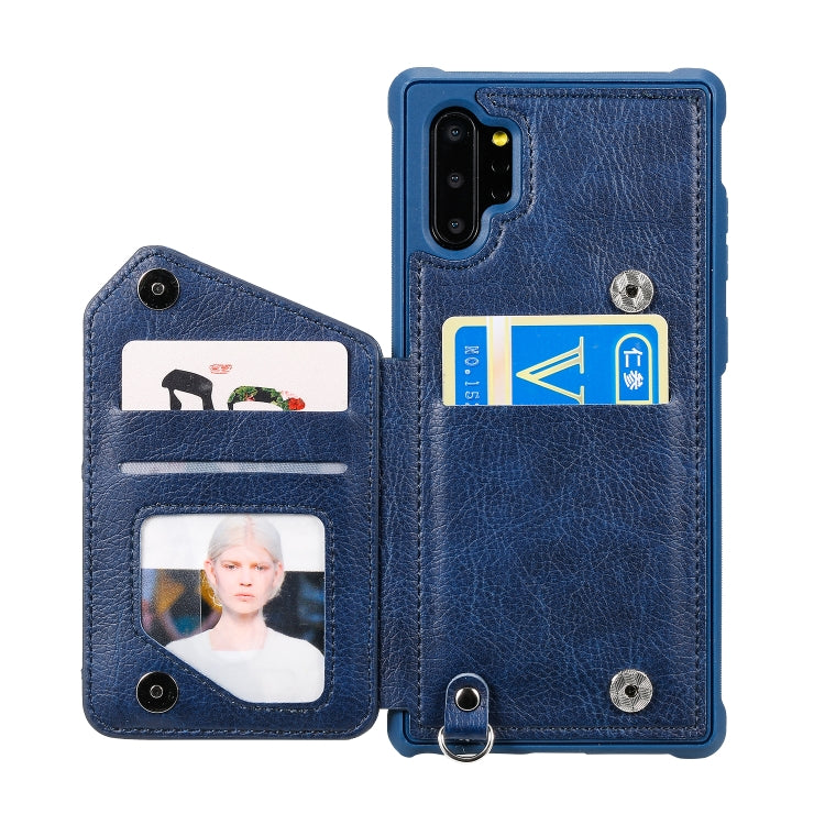 For Galaxy Note 10 Plus Dual Buckles Zipper Shockproof Back Cover Protective Case with Holder & Card Slots & Wallet & Lanyard & Photos Frames