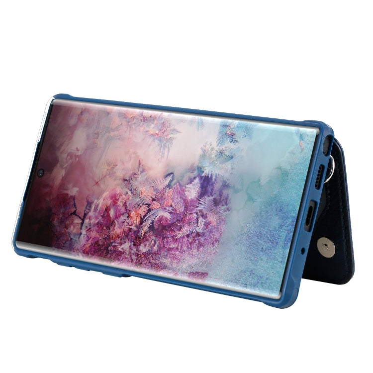 For Galaxy Note 10 Plus Dual Buckles Zipper Shockproof Back Cover Protective Case with Holder & Card Slots & Wallet & Lanyard & Photos Frames