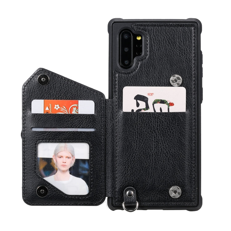 For Galaxy Note 10 Plus Dual Buckles Zipper Shockproof Back Cover Protective Case with Holder & Card Slots & Wallet & Lanyard & Photos Frames
