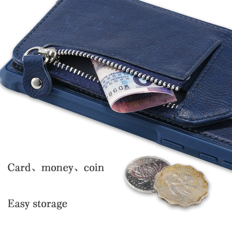 For Galaxy Note 10 Plus Dual Buckles Zipper Shockproof Back Cover Protective Case with Holder & Card Slots & Wallet & Lanyard & Photos Frames