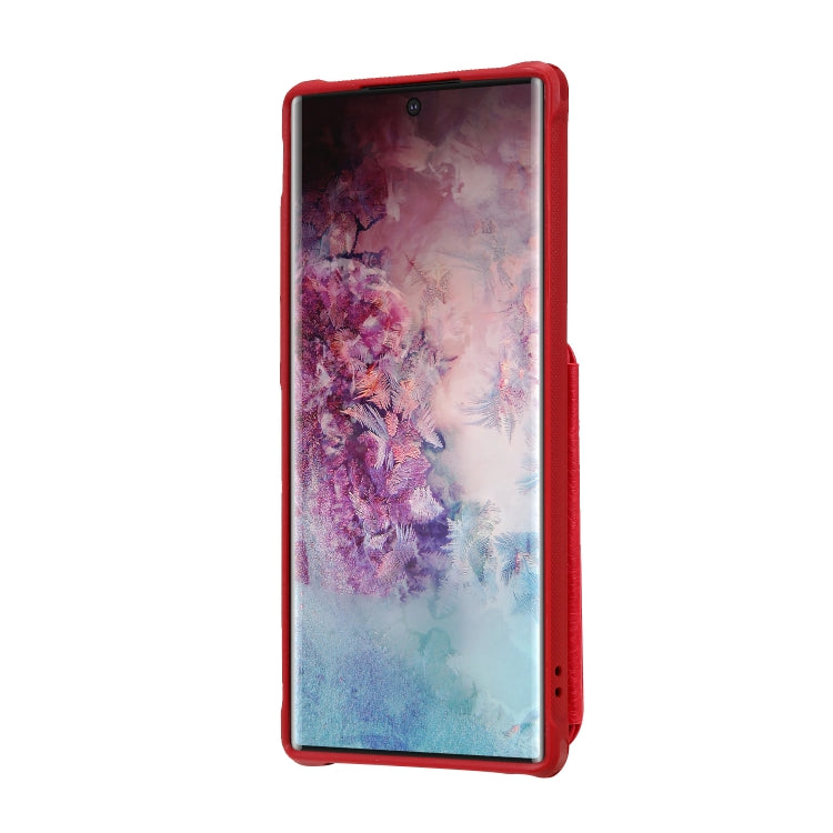 For Galaxy Note 10 Plus Dual Buckles Zipper Shockproof Back Cover Protective Case with Holder & Card Slots & Wallet & Lanyard & Photos Frames