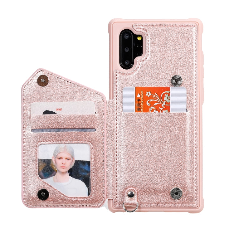 For Galaxy Note 10 Plus Dual Buckles Zipper Shockproof Back Cover Protective Case with Holder & Card Slots & Wallet & Lanyard & Photos Frames