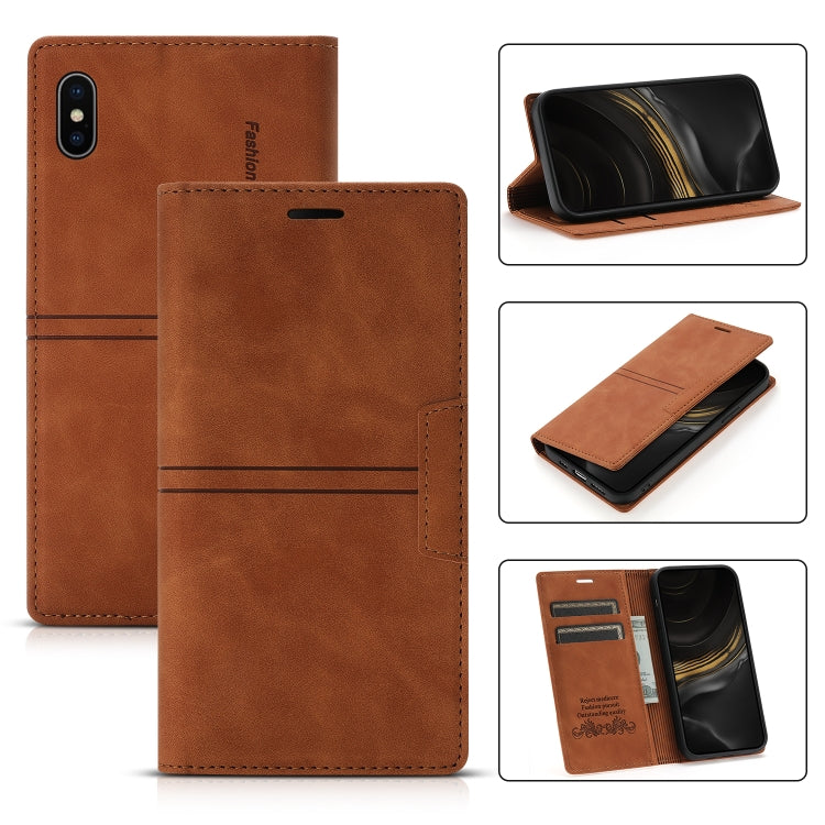 For iPhone X / XS Dream Magnetic Suction Business Horizontal Flip PU Leather Case with Holder & Card Slot & Wallet