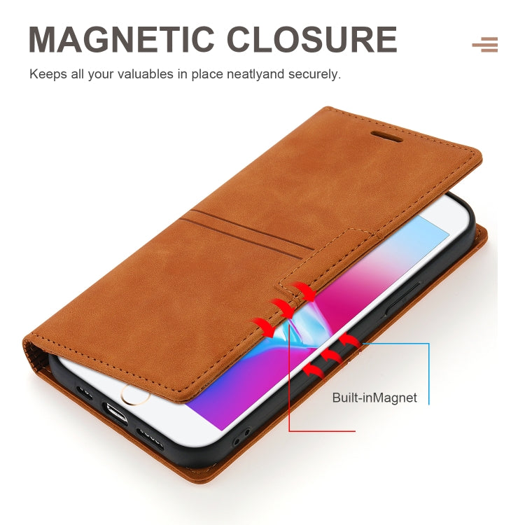 For iPhone SE 2022 / SE 2020 / 8 / 7 Dream Magnetic Suction Business Horizontal Flip PU Leather Case with Holder & Card Slot & Wallet
