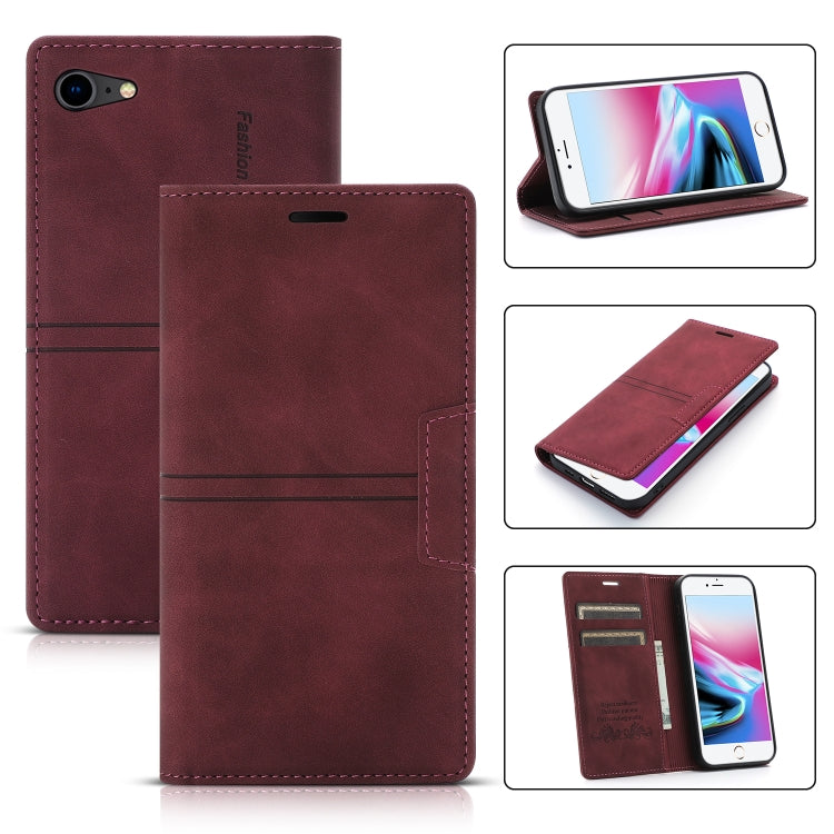 For iPhone SE 2022 / SE 2020 / 8 / 7 Dream Magnetic Suction Business Horizontal Flip PU Leather Case with Holder & Card Slot & Wallet