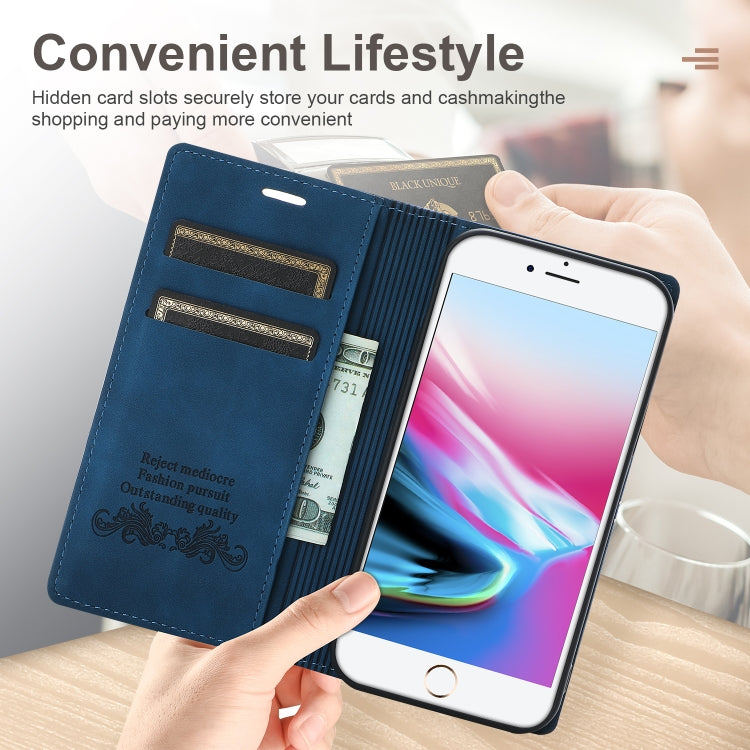 For iPhone SE 2022 / SE 2020 / 8 / 7 Dream Magnetic Suction Business Horizontal Flip PU Leather Case with Holder & Card Slot & Wallet