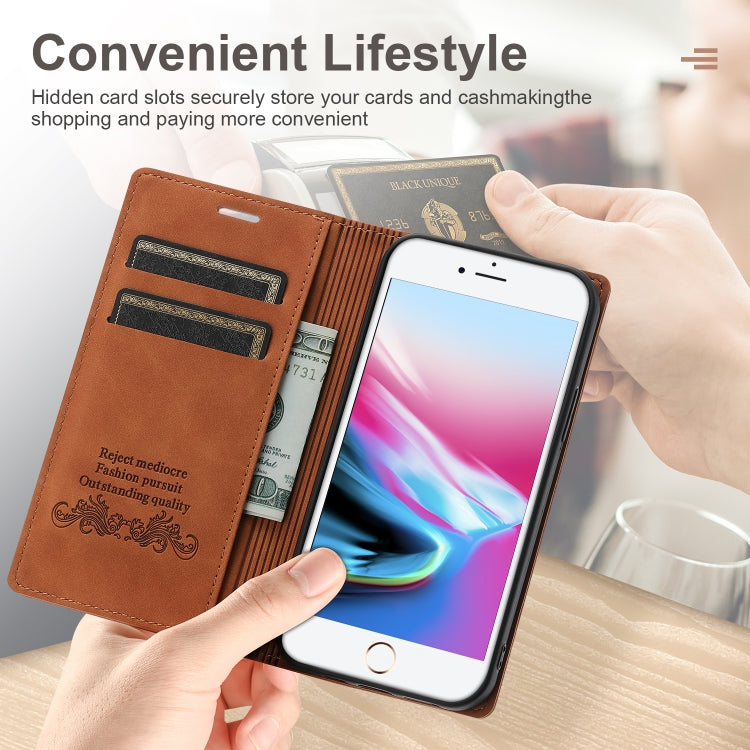 Dream Magnetic Suction Business Horizontal Flip PU Leather Case with Holder & Card Slot & Wallet For iPhone 8 Plus / 7 Plus