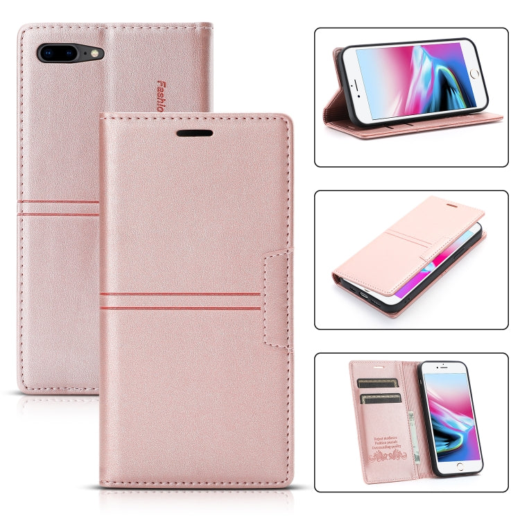 Dream Magnetic Suction Business Horizontal Flip PU Leather Case with Holder & Card Slot & Wallet For iPhone 8 Plus / 7 Plus