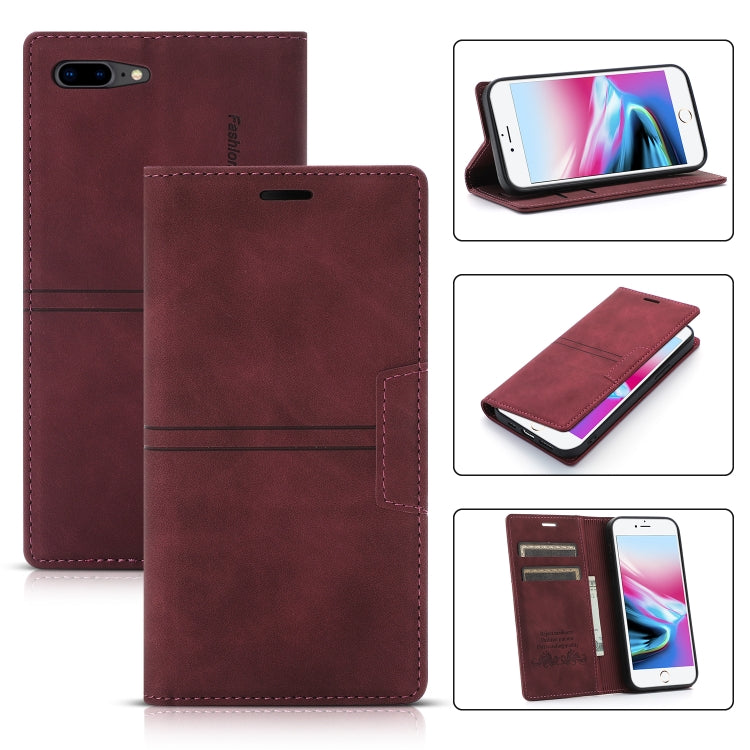Dream Magnetic Suction Business Horizontal Flip PU Leather Case with Holder & Card Slot & Wallet For iPhone 8 Plus / 7 Plus