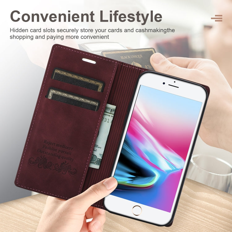 Dream Magnetic Suction Business Horizontal Flip PU Leather Case with Holder & Card Slot & Wallet For iPhone 8 Plus / 7 Plus