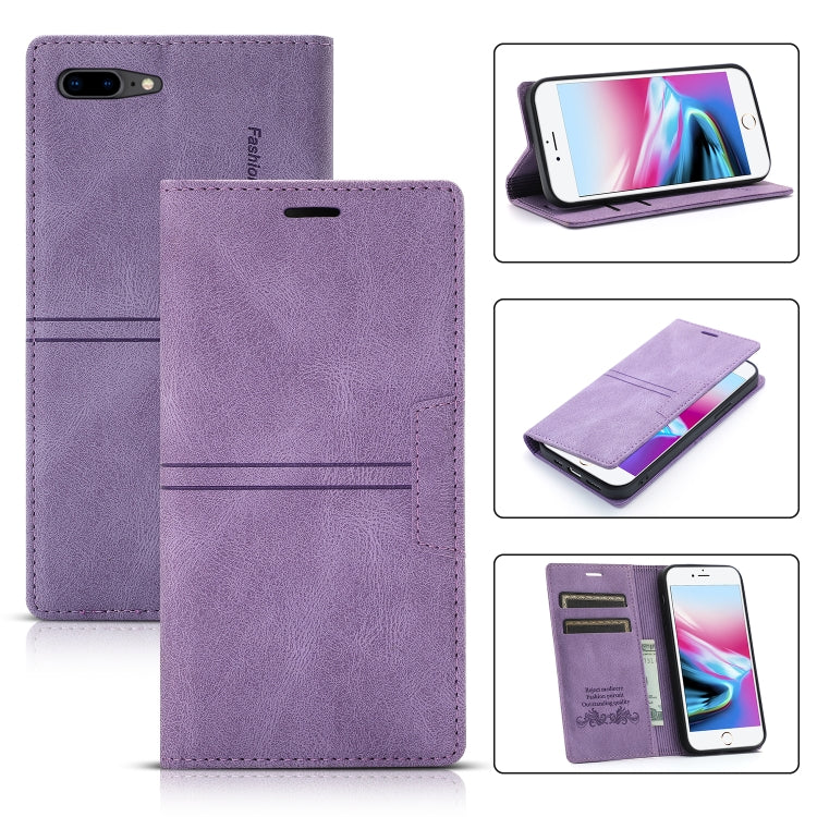 Dream Magnetic Suction Business Horizontal Flip PU Leather Case with Holder & Card Slot & Wallet For iPhone 8 Plus / 7 Plus