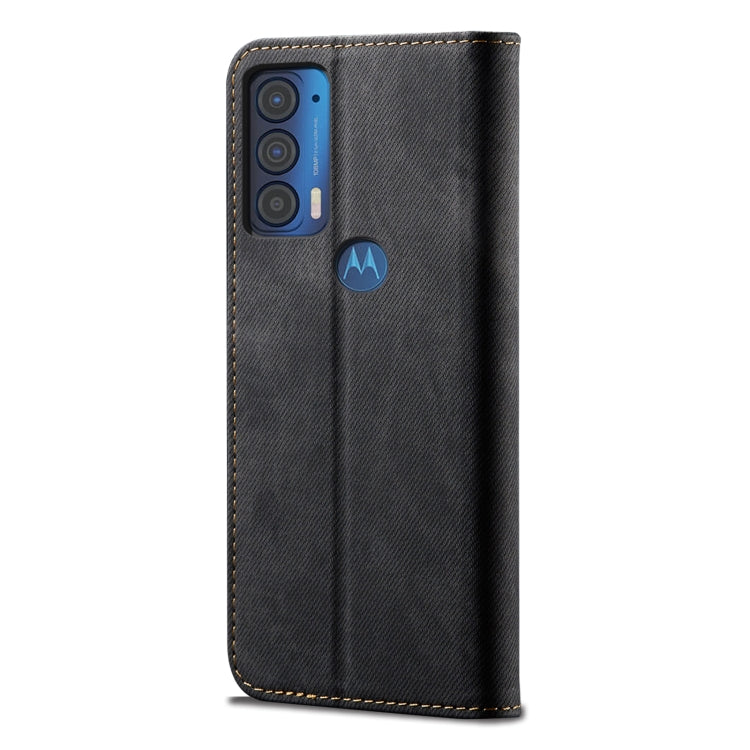 For Motorola Moto Edge 2021 Denim Texture Casual Style Horizontal Flip Leather Case with Holder & Card Slots & Wallet