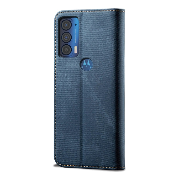 For Motorola Moto Edge 2021 Denim Texture Casual Style Horizontal Flip Leather Case with Holder & Card Slots & Wallet