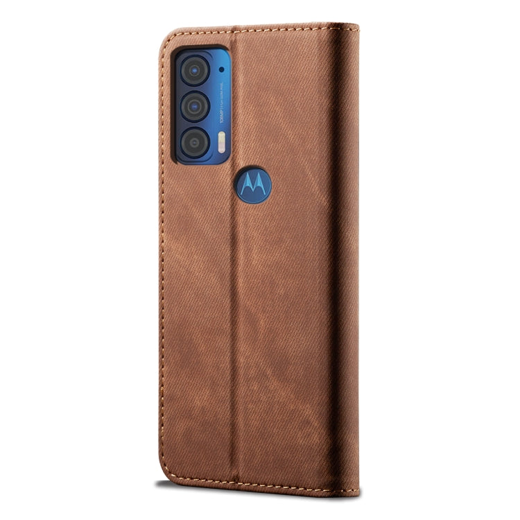 For Motorola Moto Edge 2021 Denim Texture Casual Style Horizontal Flip Leather Case with Holder & Card Slots & Wallet