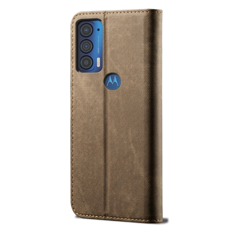 For Motorola Moto Edge 2021 Denim Texture Casual Style Horizontal Flip Leather Case with Holder & Card Slots & Wallet