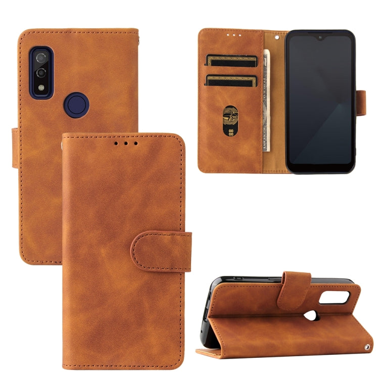For Fujitsu Arrows WE Solid Color Skin Feel Magnetic Buckle Horizontal Flip Calf Texture PU Leather Case with Holder & Card Slots & Wallet