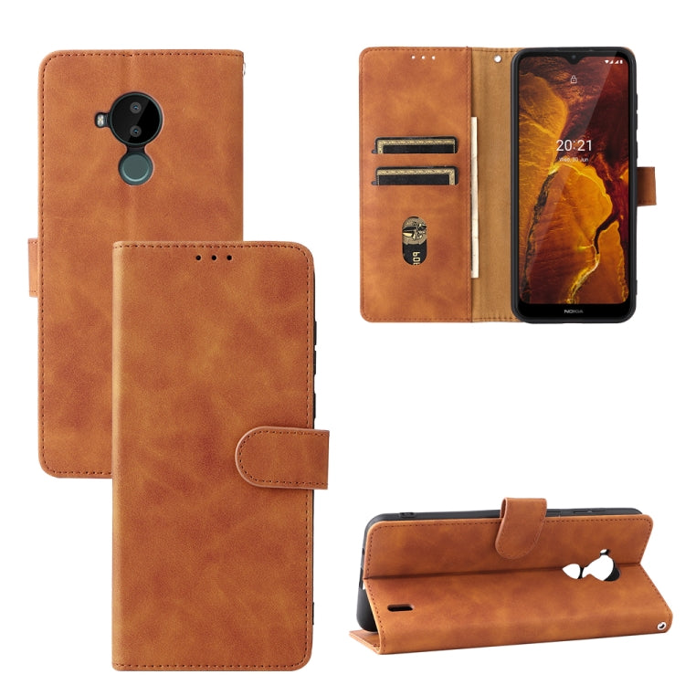For Nokia C30 Solid Color Skin Feel Magnetic Buckle Horizontal Flip Calf Texture PU Leather Case with Holder & Card Slots & Wallet