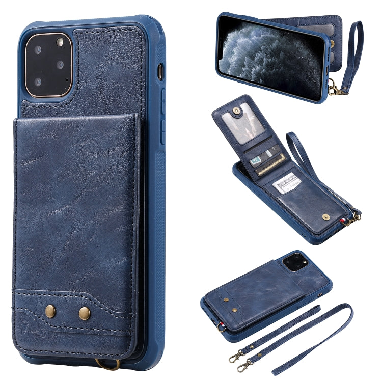 For iPhone 11 Pro Max Vertical Flip Wallet Shockproof Back Cover Protective Case with Holder & Card Slots & Lanyard & Photos Frames