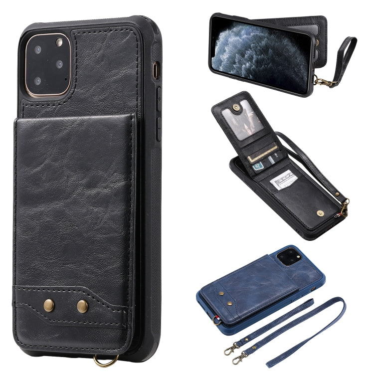 For iPhone 11 Pro Max Vertical Flip Wallet Shockproof Back Cover Protective Case with Holder & Card Slots & Lanyard & Photos Frames