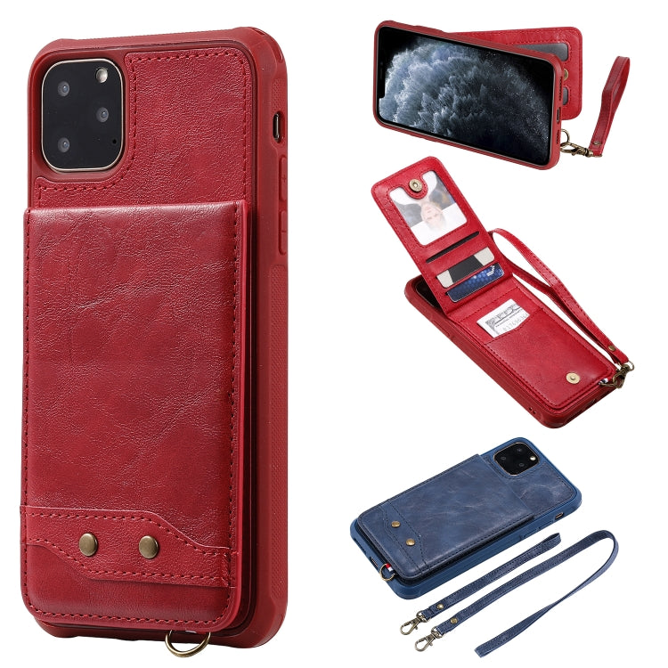 For iPhone 11 Pro Max Vertical Flip Wallet Shockproof Back Cover Protective Case with Holder & Card Slots & Lanyard & Photos Frames
