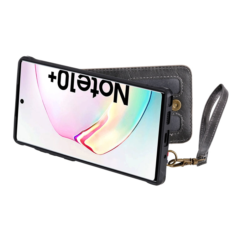 For Galaxy Note 10 Plus Vertical Flip Wallet Shockproof Back Cover Protective Case with Holder & Card Slots & Lanyard & Photos Frames