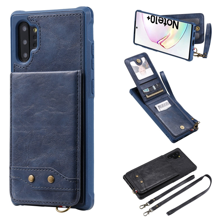 For Galaxy Note 10 Plus Vertical Flip Wallet Shockproof Back Cover Protective Case with Holder & Card Slots & Lanyard & Photos Frames
