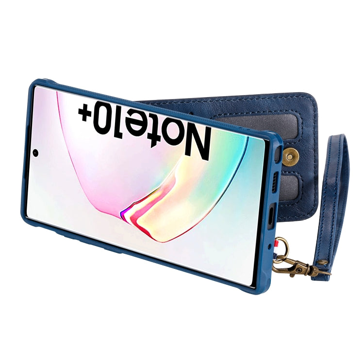 For Galaxy Note 10 Plus Vertical Flip Wallet Shockproof Back Cover Protective Case with Holder & Card Slots & Lanyard & Photos Frames