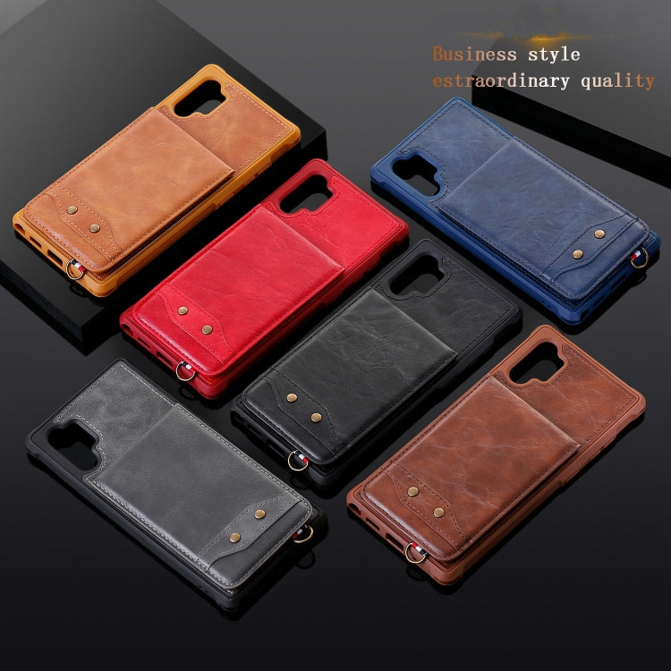 For Galaxy Note 10 Plus Vertical Flip Wallet Shockproof Back Cover Protective Case with Holder & Card Slots & Lanyard & Photos Frames
