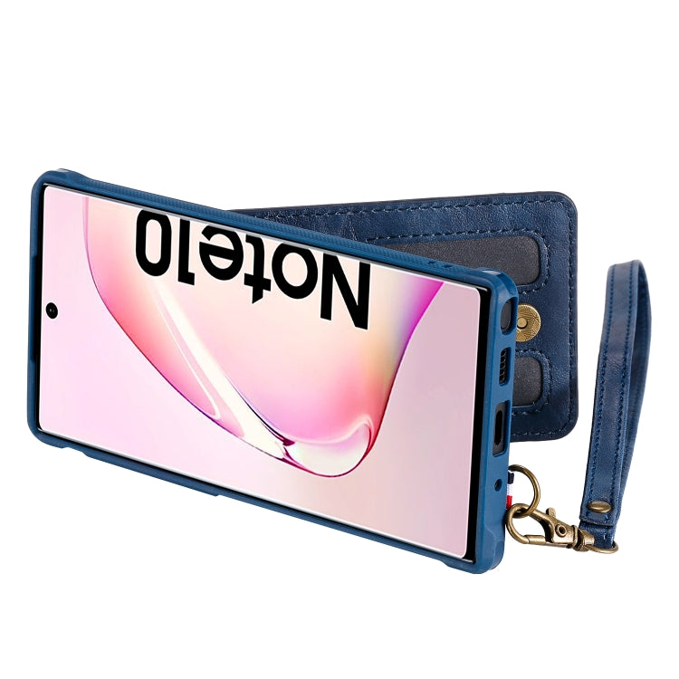For Galaxy Note 10 Vertical Flip Wallet Shockproof Back Cover Protective Case with Holder & Card Slots & Lanyard & Photos Frames